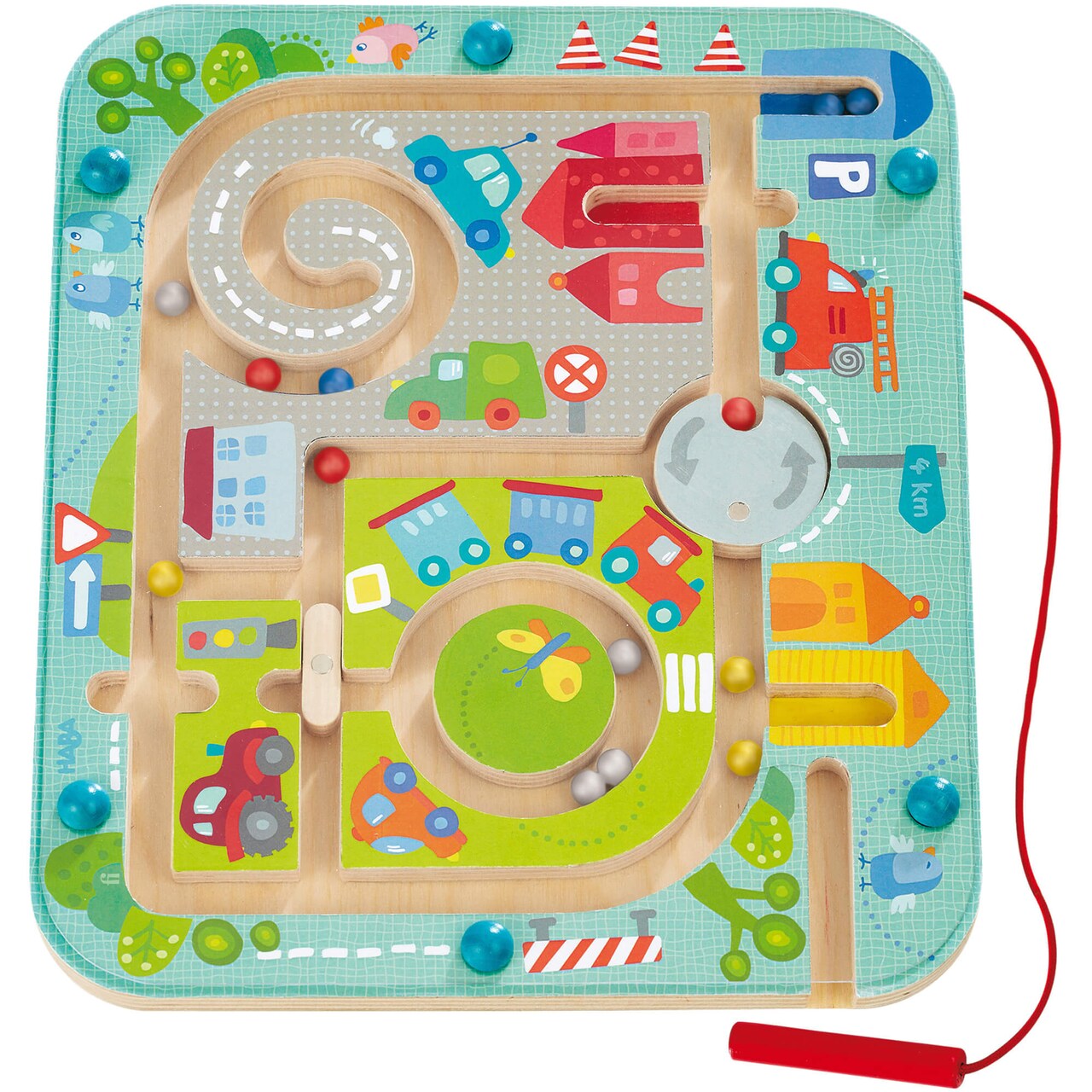 HABA Busy Board for Toddlers 2-4: Town Magnetic Maze Puzzle Game - Toddler Travel Toys for Preschoolers